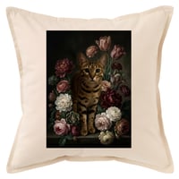 猫（オシキャット）クッション 45cm 花の油絵風カラーアート
