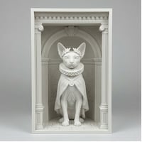 猫（スフィンクス）の3Dプリント ブックヌーク 白PLA 本棚インテリア