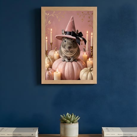 デグーのハロウィン限定アート A4額装インテリア壁掛け
