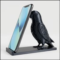 インコ（アレクサンドリンインコ）のスマホスタンド 卓上 シルクブラック
