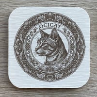猫（オシキャット）の紋章コースター 4枚セット アンティーク調（珪藻土配合）