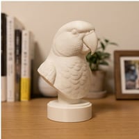 アレクサンドリンインコの3Dプリント胸像 白PLA 彫刻 置物 インテリア