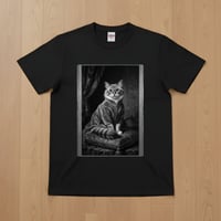 猫（ラグドール）半袖Tシャツ ルネサンス風モノクロアート ブラック 男女兼用
