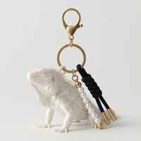 イグアナ（サバクイグアナ）のキーホルダー ミニチュア シルクホワイト