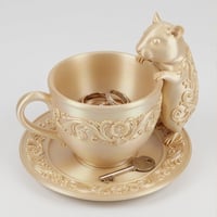 ハムスター（クリームハムスター）のアクセサリートレイ 小物入れ シルクゴールド