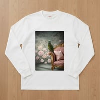 アオボウシインコ長袖Tシャツ ロココ調シャビーピンク ホワイト 男女兼用