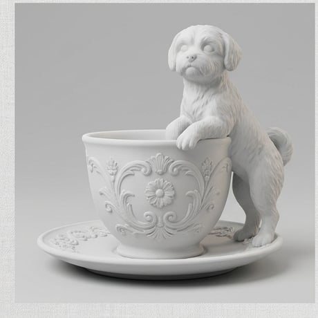 犬（マルチーズ）のアクセサリートレイ 小物入れ マットホワイト