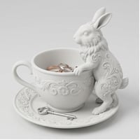 うさぎ（ライオンヘッド）のアクセサリートレイ 小物入れ マットホワイト