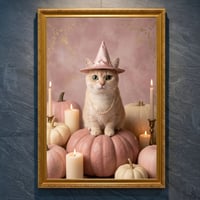 猫（マンチカン）のハロウィン限定アート A4金縁額装インテリア壁掛け