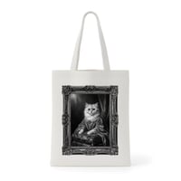 猫（チンチラペルシャ）トートバッグ ルネサンス風モノクロアート 額縁デザイン