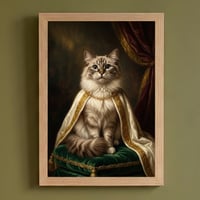 猫（ラグドール）のルネサンス風肖像画 油絵風アートA4額装インテリア壁掛け