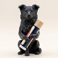 犬（ボーダーコリー）の3Dプリント リップケース シルクブラック キーホルダー