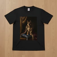 ジャーマンシェパード半袖Tシャツ ルネサンス風カラー ブラック 男女兼用