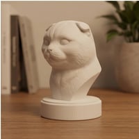 スコティッシュフォールドの3Dプリント胸像 白PLA 彫刻 置物 インテリア