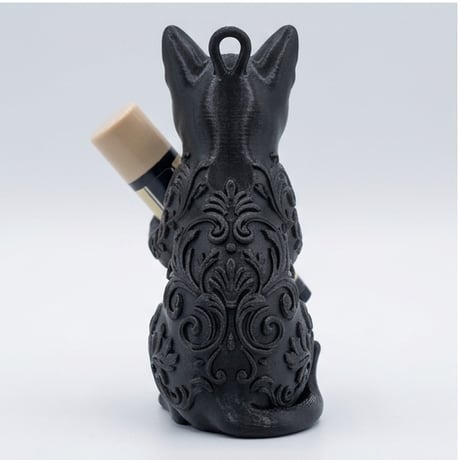 猫（シンガプーラ）の3Dプリント リップケース シルクブラック キーホルダー