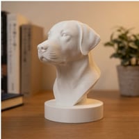 犬（ラブラドールレトリバー）の3Dプリント胸像 白PLA 彫刻 置物 インテリア