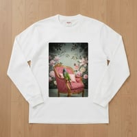 インコ（ダルマインコ）長袖Tシャツ ロココ調シャビーピンク ホワイト 男女兼用