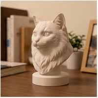 猫（ラグドール）の3Dプリント胸像 白PLA 彫刻 置物 インテリア