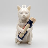猫（シャルトリュー）の3Dプリント リップケース シルクホワイト キーホルダー
