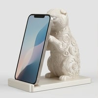 猫（スコティッシュフォールド）のスマホスタンド 卓上 シルクホワイト