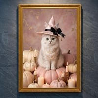 猫（チンチラペルシャ）のハロウィン限定アート A4金縁額装インテリア壁掛け