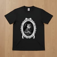 猫（ラグドール）半袖Tシャツ ルネサンス風モノクロアート ブラック 男女兼用
