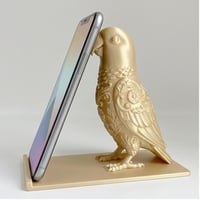 インコ（オオハナインコ）のスマホスタンド 卓上 シルクゴールド