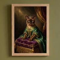 猫（バーミーズ）のルネサンス風肖像画 油絵風アートA4額装インテリア壁掛け