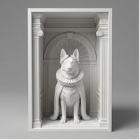 犬（ジャーマンシェパード）の3Dプリント ブックヌーク 白PLA 本棚インテリア