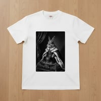うさぎ半袖Tシャツ ルネサンス風モノクロアート ホワイト 男女兼用