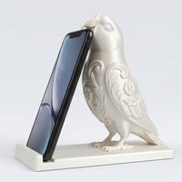 インコ（ワカケホンセイインコ）のスマホスタンド 卓上 シルクホワイト