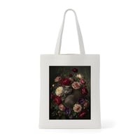 猫（ブリティッシュショートヘア）トートバッグ 花の油絵風アート キャンバス地