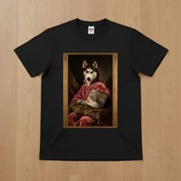 シベリアンハスキー半袖Tシャツ ルネサンス風カラー ブラック 男女兼用