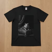 ゴールデンハムスター半袖Tシャツ ルネサンス風モノクロ ブラック 男女兼用
