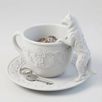 犬（シベリアンハスキー）のアクセサリートレイ 小物入れ マットホワイト