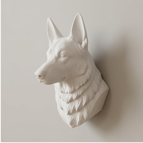 犬（ジャーマンシェパード）の壁掛けレリーフ 3Dプリント 白PLA インテリア