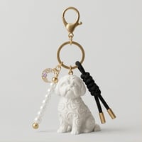犬（シーズー）のキーホルダー ミニチュア シルクホワイト
