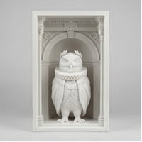 シロフクロウの3Dプリント ブックヌーク 白PLA 本棚インテリア