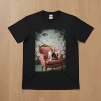 ジャパニーズボブテイル半袖Tシャツ ロココ調シャビーピンク ブラック 男女兼用