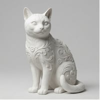 猫（アメリカンショートヘア）の置物 全身オブジェ ルネサンス装飾 マットホワイト