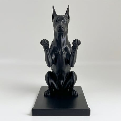 犬（ドーベルマン）のスマホスタンド 卓上 シルクブラック