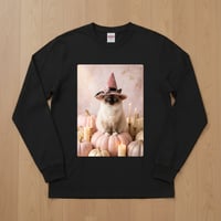 猫（ヒマラヤン）長袖Tシャツ ハロウィン限定 ブラック 男女兼用