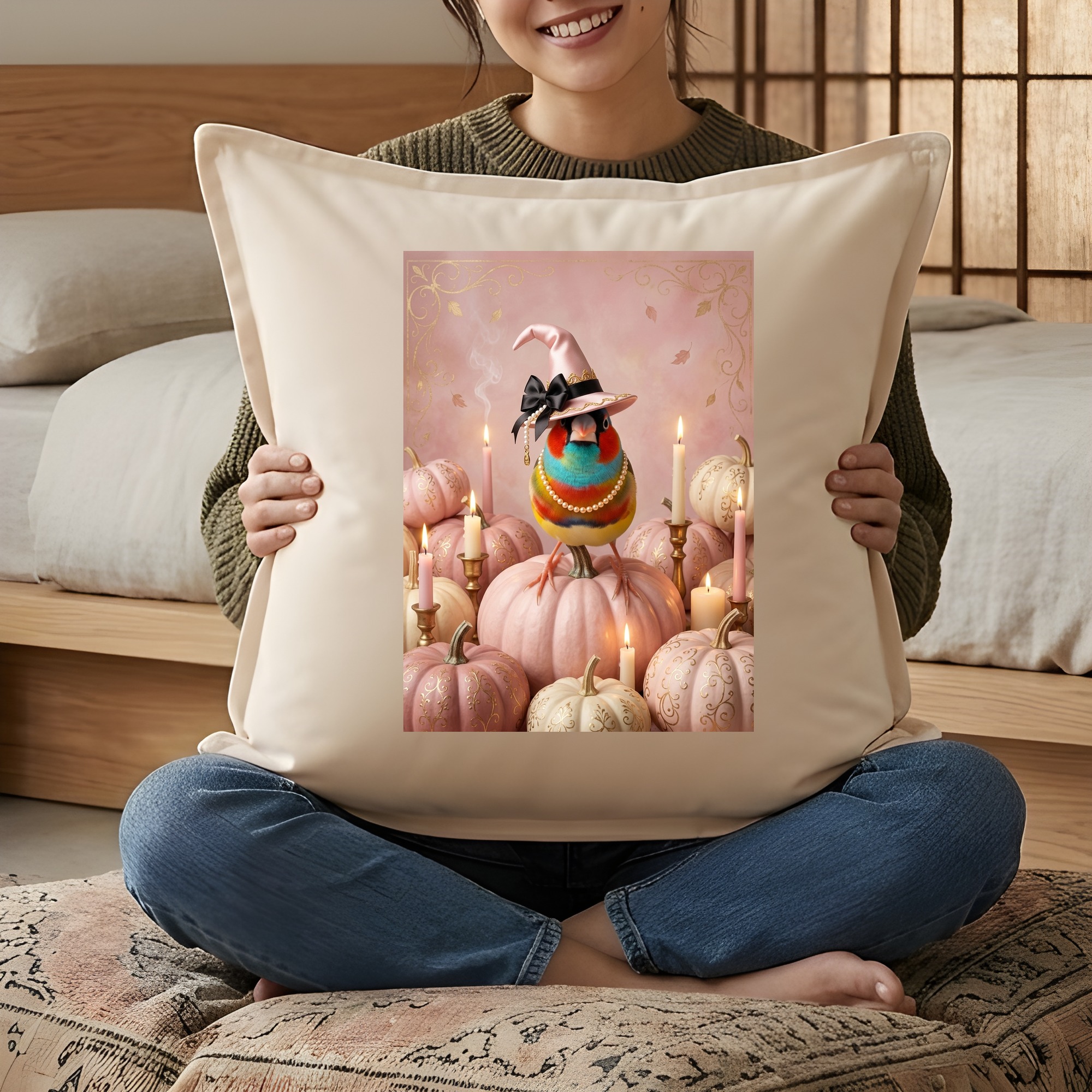 未使用　ちょきんぎょデザインクッション 4個　35×35 コキンチョウクッション 45cm ハロウィン限定アート | うちの子