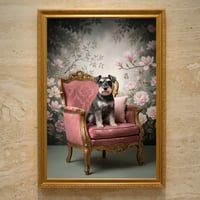 犬（ミニチュアシュナウザー）のロココ調アート A3額装インテリア壁掛け