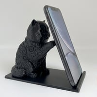 猫（ペルシャ猫）のスマホスタンド 卓上 シルクブラック