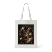 猫（オシキャット）トートバッグ 花の油絵風アート キャンバス地