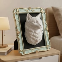 猫（ラグドール）の壁掛けレリーフ 3Dプリント 白PLA インテリア