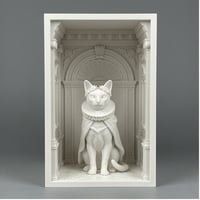 猫（トンキニーズ）の3Dプリント ブックヌーク 白PLA 本棚インテリア