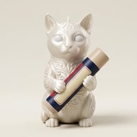猫（マンチカン）の3Dプリント リップケース シルクホワイト キーホルダー
