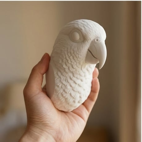 インコ（シロハラインコ）の壁掛けレリーフ 3Dプリント 白PLA インテリア